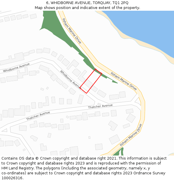 6, WHIDBORNE AVENUE, TORQUAY, TQ1 2PQ: Location map and indicative extent of plot