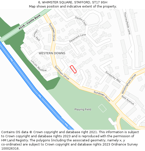 6, WHIMSTER SQUARE, STAFFORD, ST17 9SH: Location map and indicative extent of plot