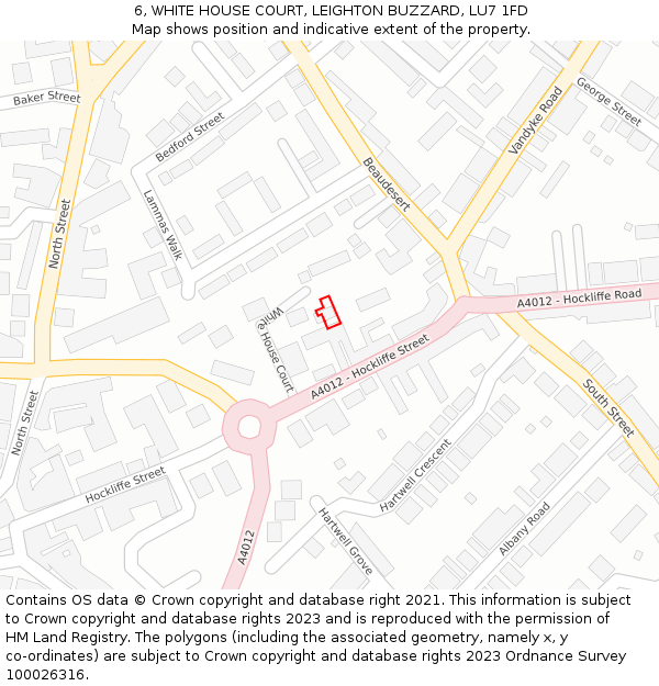 6, WHITE HOUSE COURT, LEIGHTON BUZZARD, LU7 1FD: Location map and indicative extent of plot