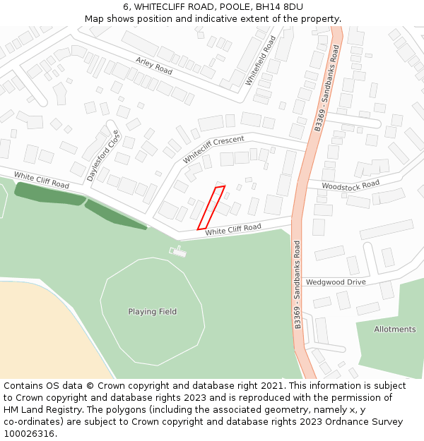 6, WHITECLIFF ROAD, POOLE, BH14 8DU: Location map and indicative extent of plot