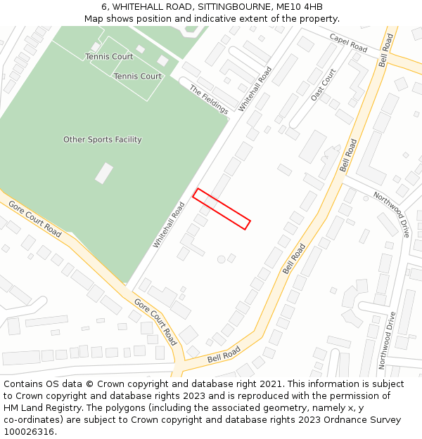 6, WHITEHALL ROAD, SITTINGBOURNE, ME10 4HB: Location map and indicative extent of plot