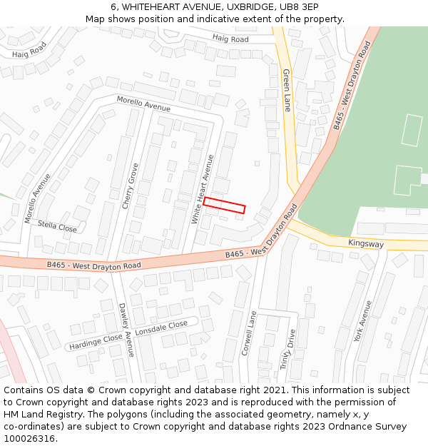 6, WHITEHEART AVENUE, UXBRIDGE, UB8 3EP: Location map and indicative extent of plot