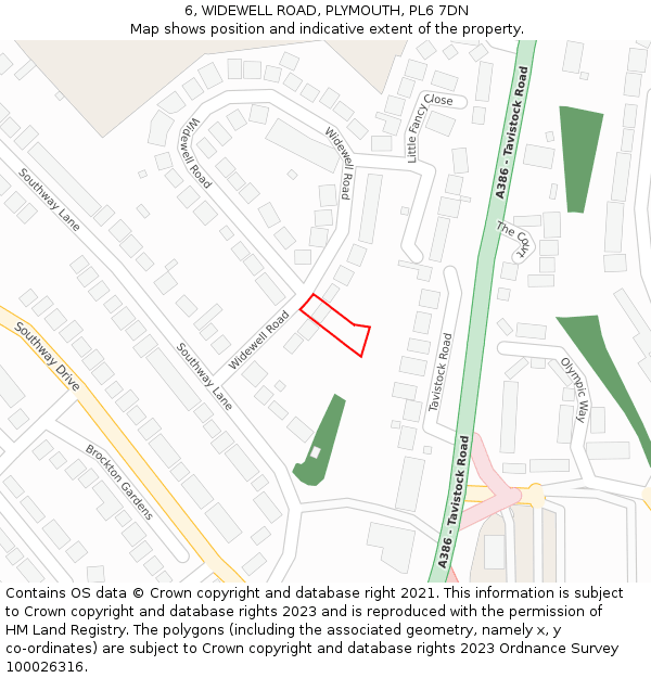 6, WIDEWELL ROAD, PLYMOUTH, PL6 7DN: Location map and indicative extent of plot