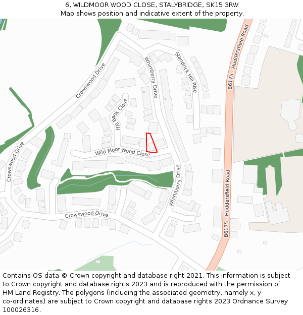 6, WILDMOOR WOOD CLOSE, STALYBRIDGE, SK15 3RW: Location map and indicative extent of plot