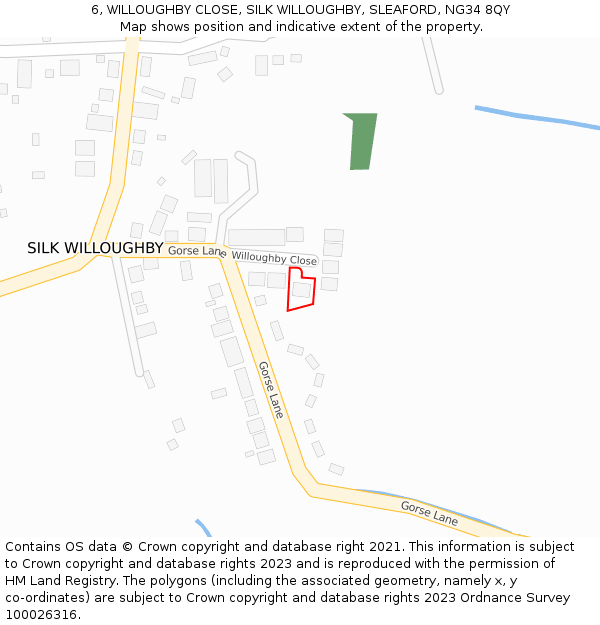 6, WILLOUGHBY CLOSE, SILK WILLOUGHBY, SLEAFORD, NG34 8QY: Location map and indicative extent of plot