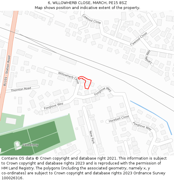 6, WILLOWHERB CLOSE, MARCH, PE15 8SZ: Location map and indicative extent of plot