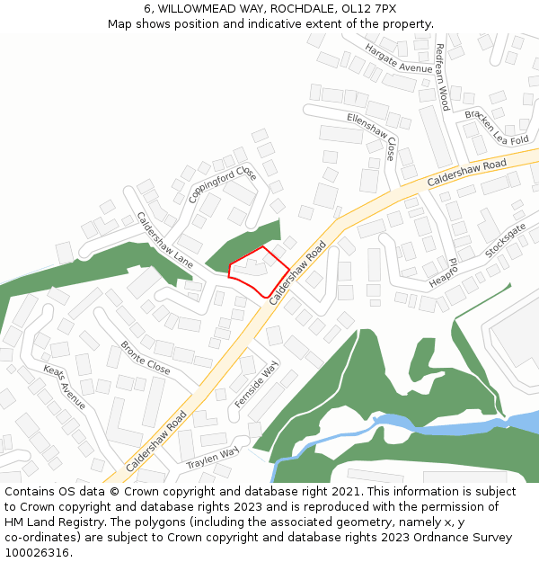 6, WILLOWMEAD WAY, ROCHDALE, OL12 7PX: Location map and indicative extent of plot