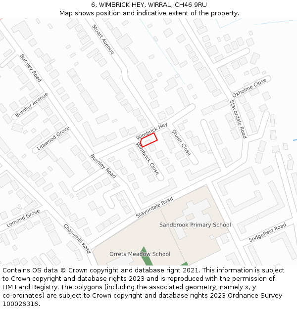 6, WIMBRICK HEY, WIRRAL, CH46 9RU: Location map and indicative extent of plot