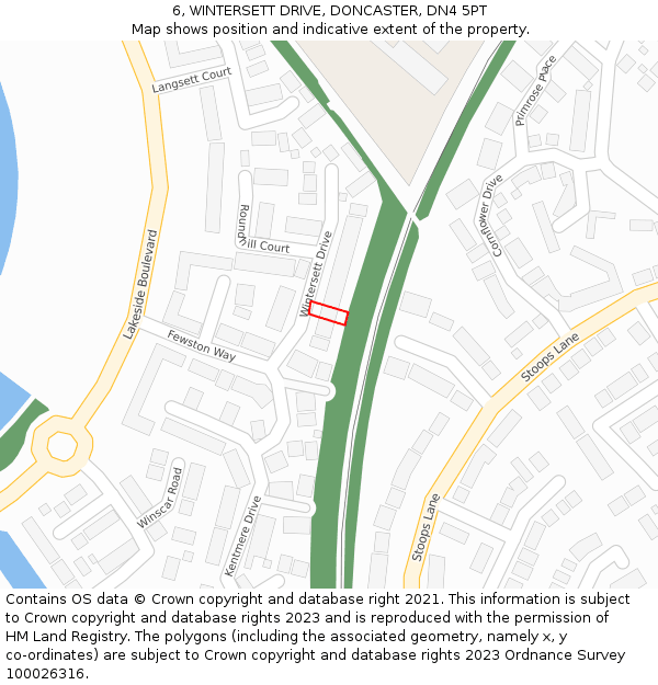 6, WINTERSETT DRIVE, DONCASTER, DN4 5PT: Location map and indicative extent of plot