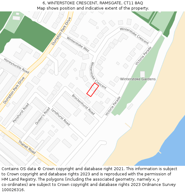 6, WINTERSTOKE CRESCENT, RAMSGATE, CT11 8AQ: Location map and indicative extent of plot