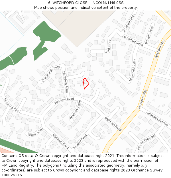 6, WITCHFORD CLOSE, LINCOLN, LN6 0SS: Location map and indicative extent of plot