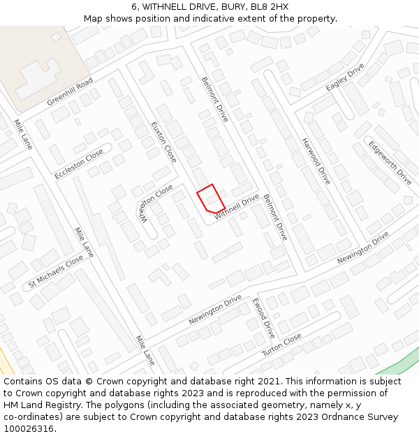 6, WITHNELL DRIVE, BURY, BL8 2HX: Location map and indicative extent of plot