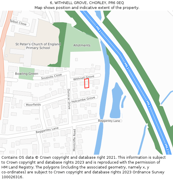 6, WITHNELL GROVE, CHORLEY, PR6 0EQ: Location map and indicative extent of plot