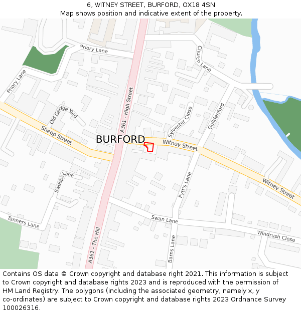 6, WITNEY STREET, BURFORD, OX18 4SN: Location map and indicative extent of plot