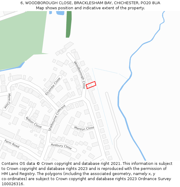 6, WOODBOROUGH CLOSE, BRACKLESHAM BAY, CHICHESTER, PO20 8UA: Location map and indicative extent of plot