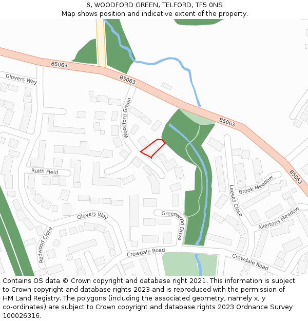 6, WOODFORD GREEN, TELFORD, TF5 0NS: Location map and indicative extent of plot