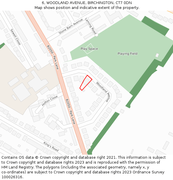 6, WOODLAND AVENUE, BIRCHINGTON, CT7 0DN: Location map and indicative extent of plot