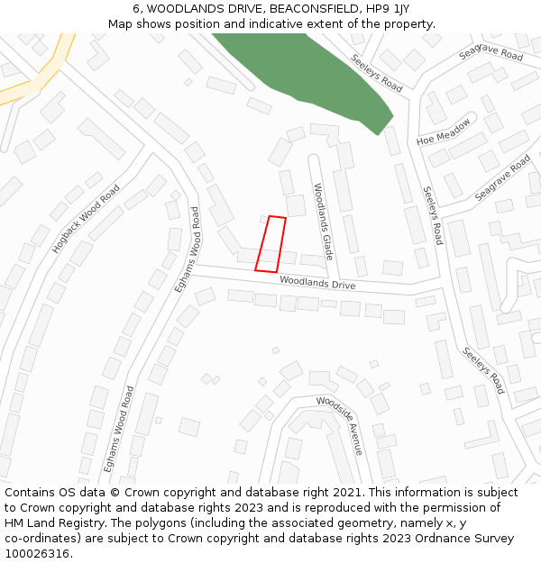 6, WOODLANDS DRIVE, BEACONSFIELD, HP9 1JY: Location map and indicative extent of plot