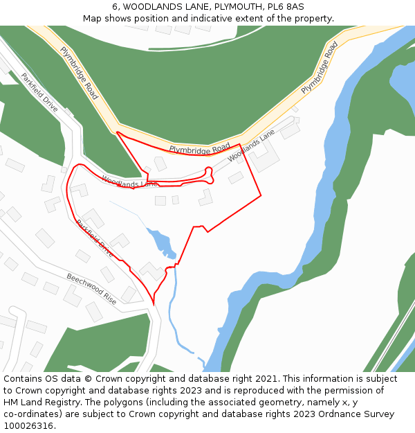 6, WOODLANDS LANE, PLYMOUTH, PL6 8AS: Location map and indicative extent of plot