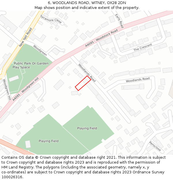 6, WOODLANDS ROAD, WITNEY, OX28 2DN: Location map and indicative extent of plot