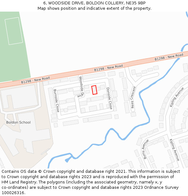 6, WOODSIDE DRIVE, BOLDON COLLIERY, NE35 9BP: Location map and indicative extent of plot