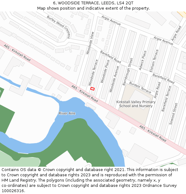 6, WOODSIDE TERRACE, LEEDS, LS4 2QT: Location map and indicative extent of plot