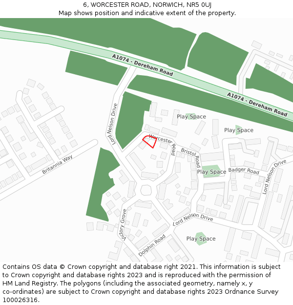 6, WORCESTER ROAD, NORWICH, NR5 0UJ: Location map and indicative extent of plot