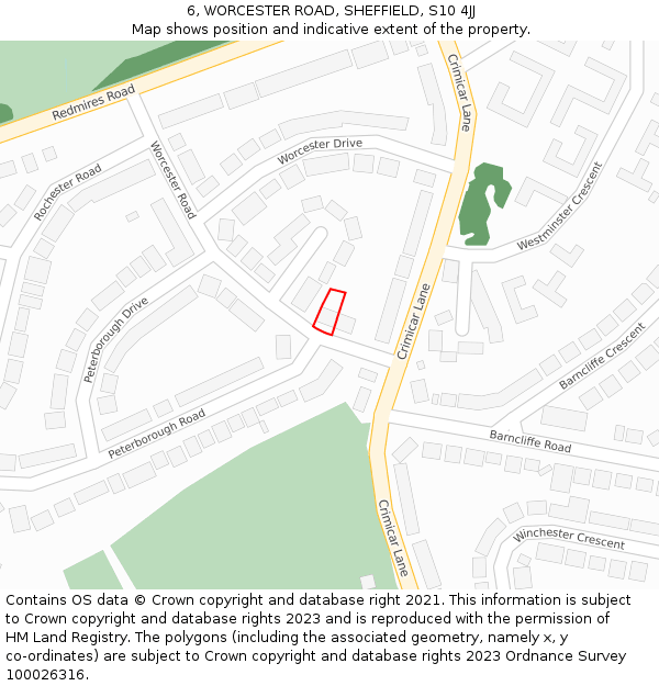 6, WORCESTER ROAD, SHEFFIELD, S10 4JJ: Location map and indicative extent of plot