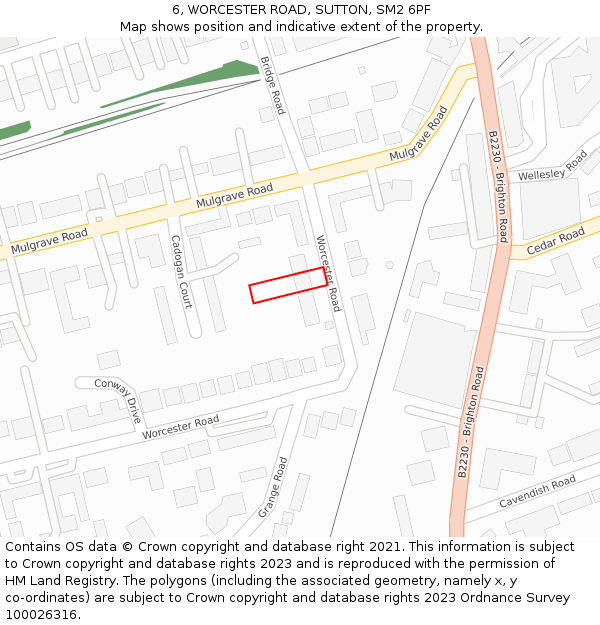 6, WORCESTER ROAD, SUTTON, SM2 6PF: Location map and indicative extent of plot