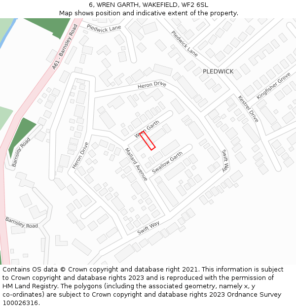 6, WREN GARTH, WAKEFIELD, WF2 6SL: Location map and indicative extent of plot