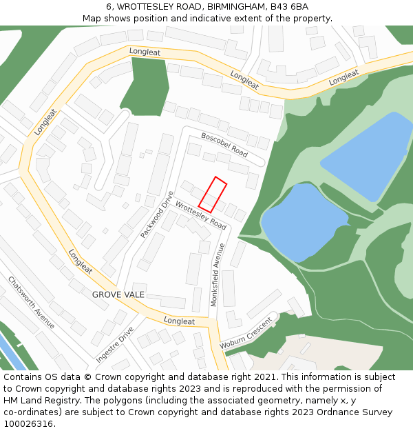 6, WROTTESLEY ROAD, BIRMINGHAM, B43 6BA: Location map and indicative extent of plot