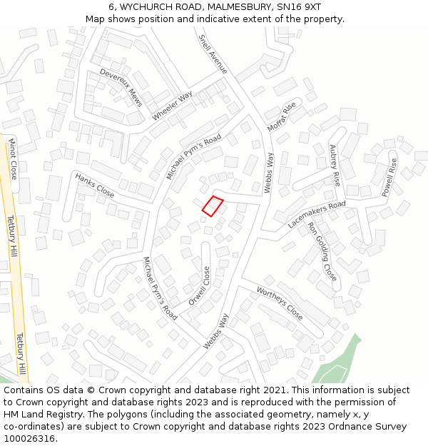 6, WYCHURCH ROAD, MALMESBURY, SN16 9XT: Location map and indicative extent of plot