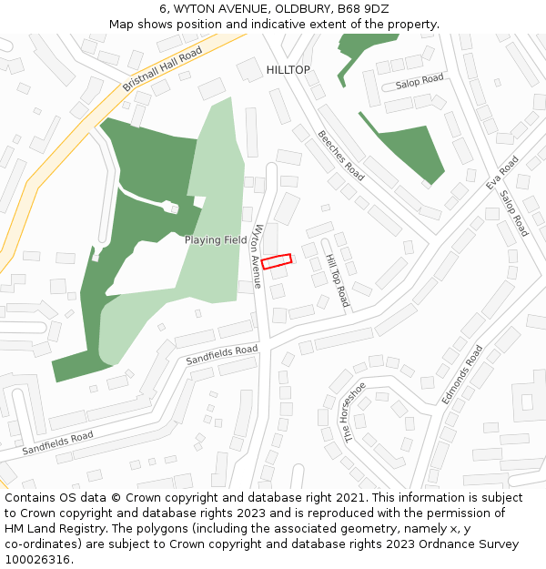 6, WYTON AVENUE, OLDBURY, B68 9DZ: Location map and indicative extent of plot