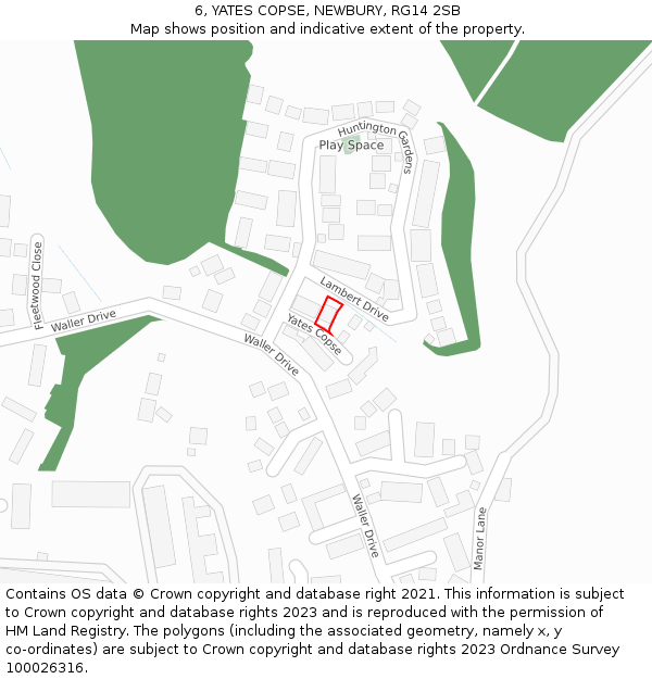 6, YATES COPSE, NEWBURY, RG14 2SB: Location map and indicative extent of plot