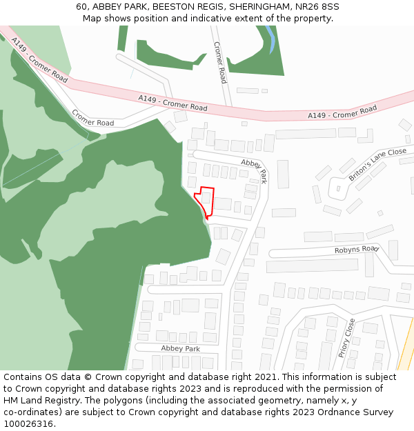 60, ABBEY PARK, BEESTON REGIS, SHERINGHAM, NR26 8SS: Location map and indicative extent of plot