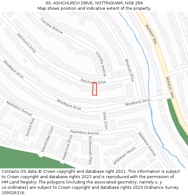 60, ASHCHURCH DRIVE, NOTTINGHAM, NG8 2RA: Location map and indicative extent of plot