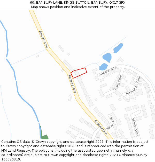 60, BANBURY LANE, KINGS SUTTON, BANBURY, OX17 3RX: Location map and indicative extent of plot