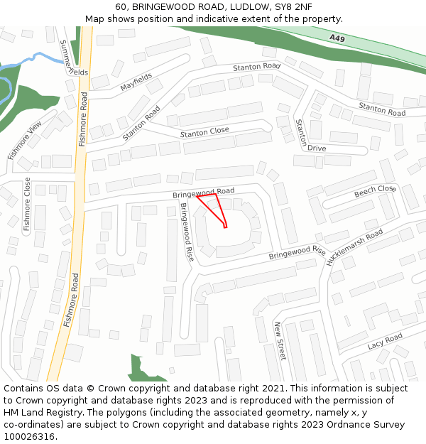 60, BRINGEWOOD ROAD, LUDLOW, SY8 2NF: Location map and indicative extent of plot