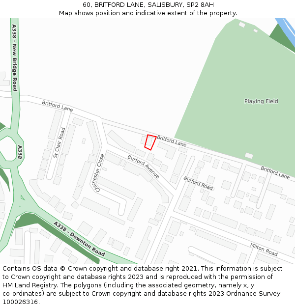 60, BRITFORD LANE, SALISBURY, SP2 8AH: Location map and indicative extent of plot