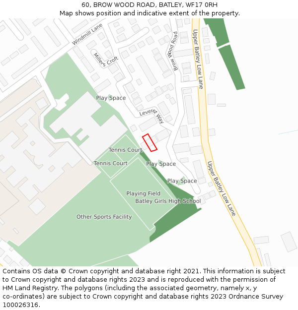 60, BROW WOOD ROAD, BATLEY, WF17 0RH: Location map and indicative extent of plot