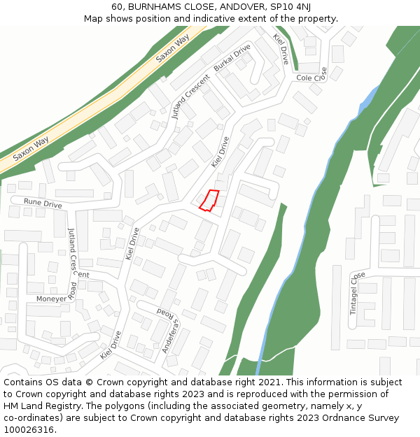 60, BURNHAMS CLOSE, ANDOVER, SP10 4NJ: Location map and indicative extent of plot