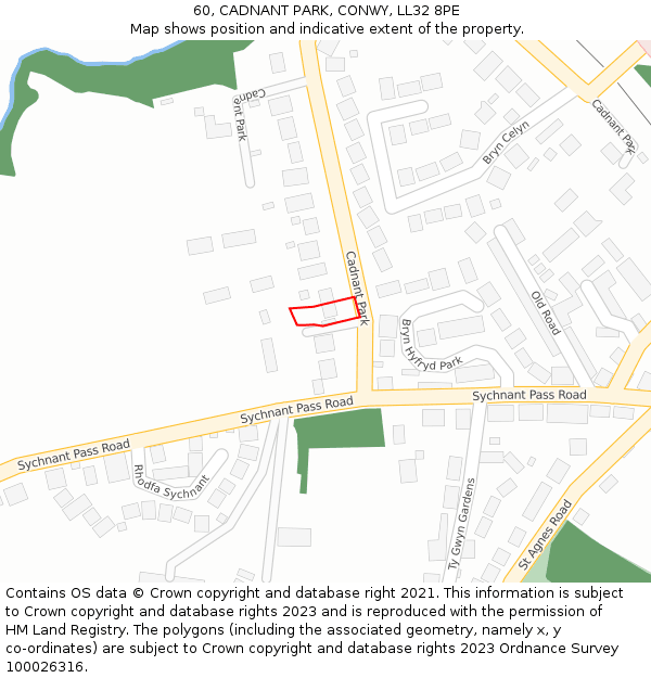 60, CADNANT PARK, CONWY, LL32 8PE: Location map and indicative extent of plot