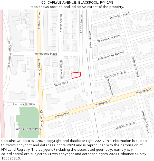 60, CARLYLE AVENUE, BLACKPOOL, FY4 1PG: Location map and indicative extent of plot