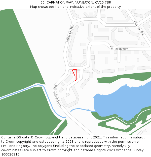 60, CARNATION WAY, NUNEATON, CV10 7SR: Location map and indicative extent of plot