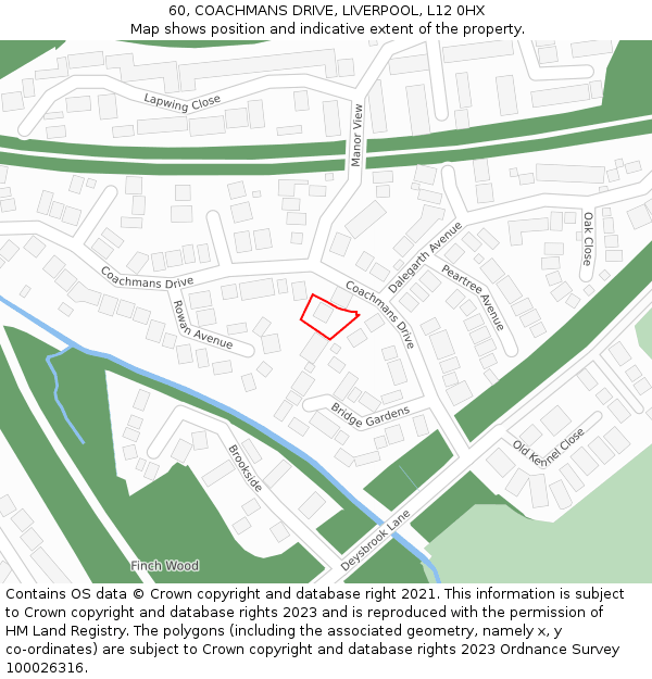 60, COACHMANS DRIVE, LIVERPOOL, L12 0HX: Location map and indicative extent of plot