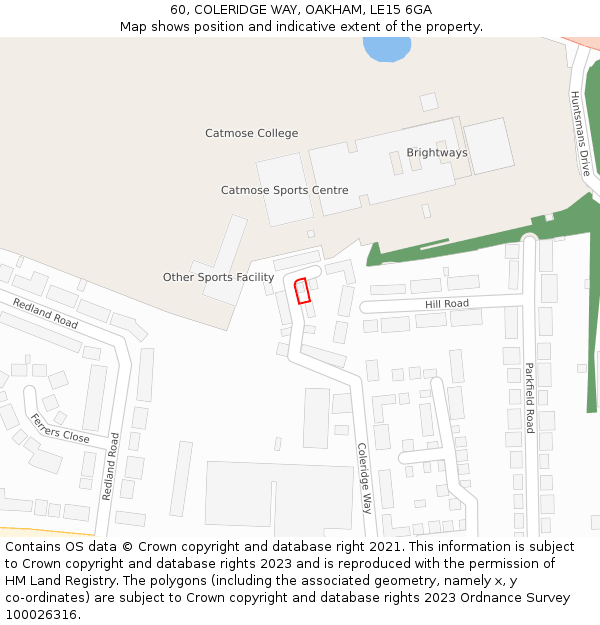 60, COLERIDGE WAY, OAKHAM, LE15 6GA: Location map and indicative extent of plot