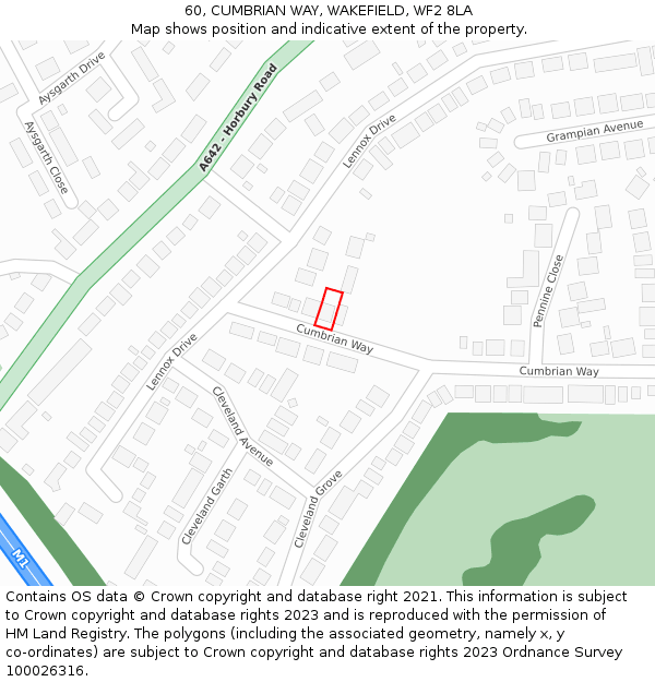 60, CUMBRIAN WAY, WAKEFIELD, WF2 8LA: Location map and indicative extent of plot