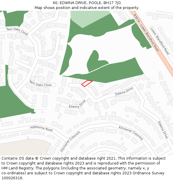 60, EDWINA DRIVE, POOLE, BH17 7JG: Location map and indicative extent of plot