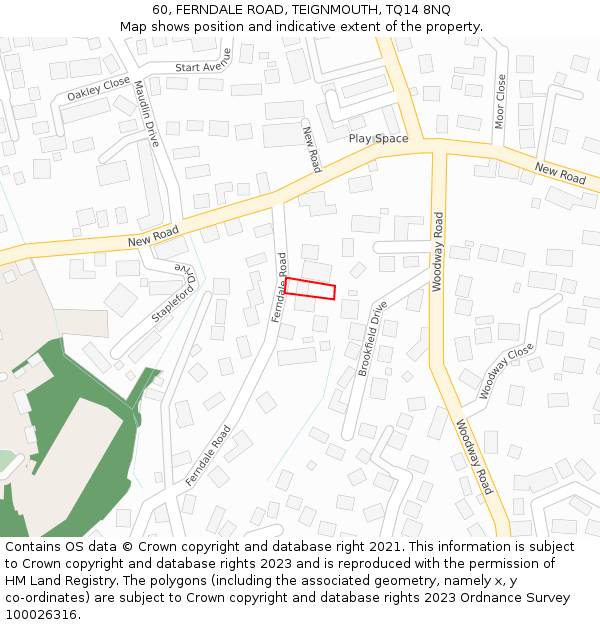 60, FERNDALE ROAD, TEIGNMOUTH, TQ14 8NQ: Location map and indicative extent of plot