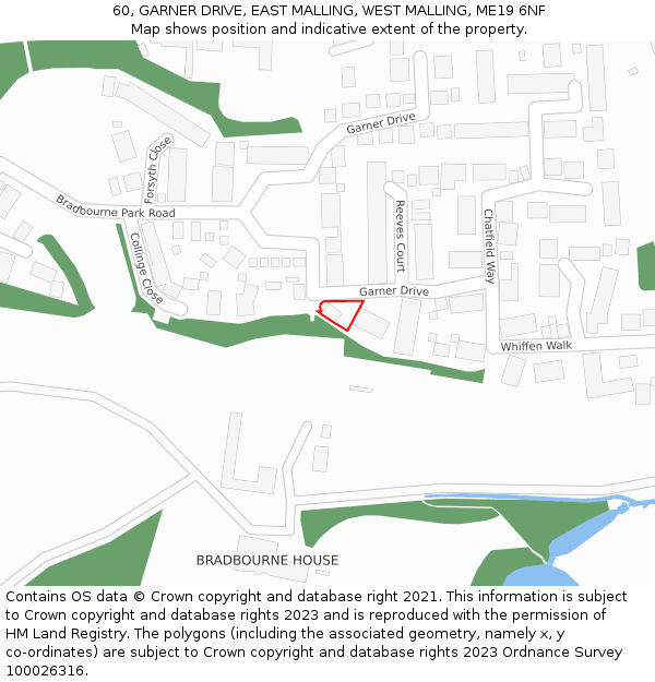 60, GARNER DRIVE, EAST MALLING, WEST MALLING, ME19 6NF: Location map and indicative extent of plot